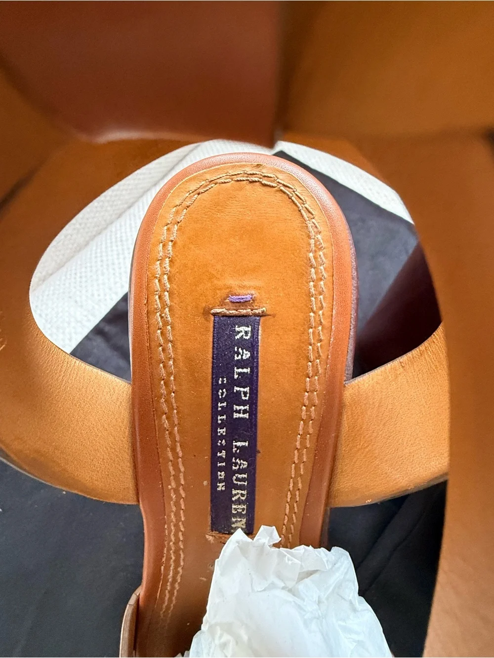 Ralph Lauren Collection Cognac Leather Strappy Platform Sandals